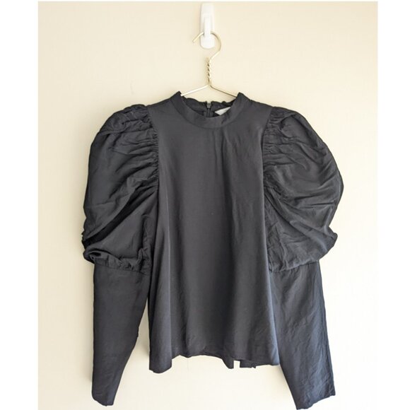 & OTHER STORIES Puff Shoulder Mock Neck Blouse - Picture 4 of 11